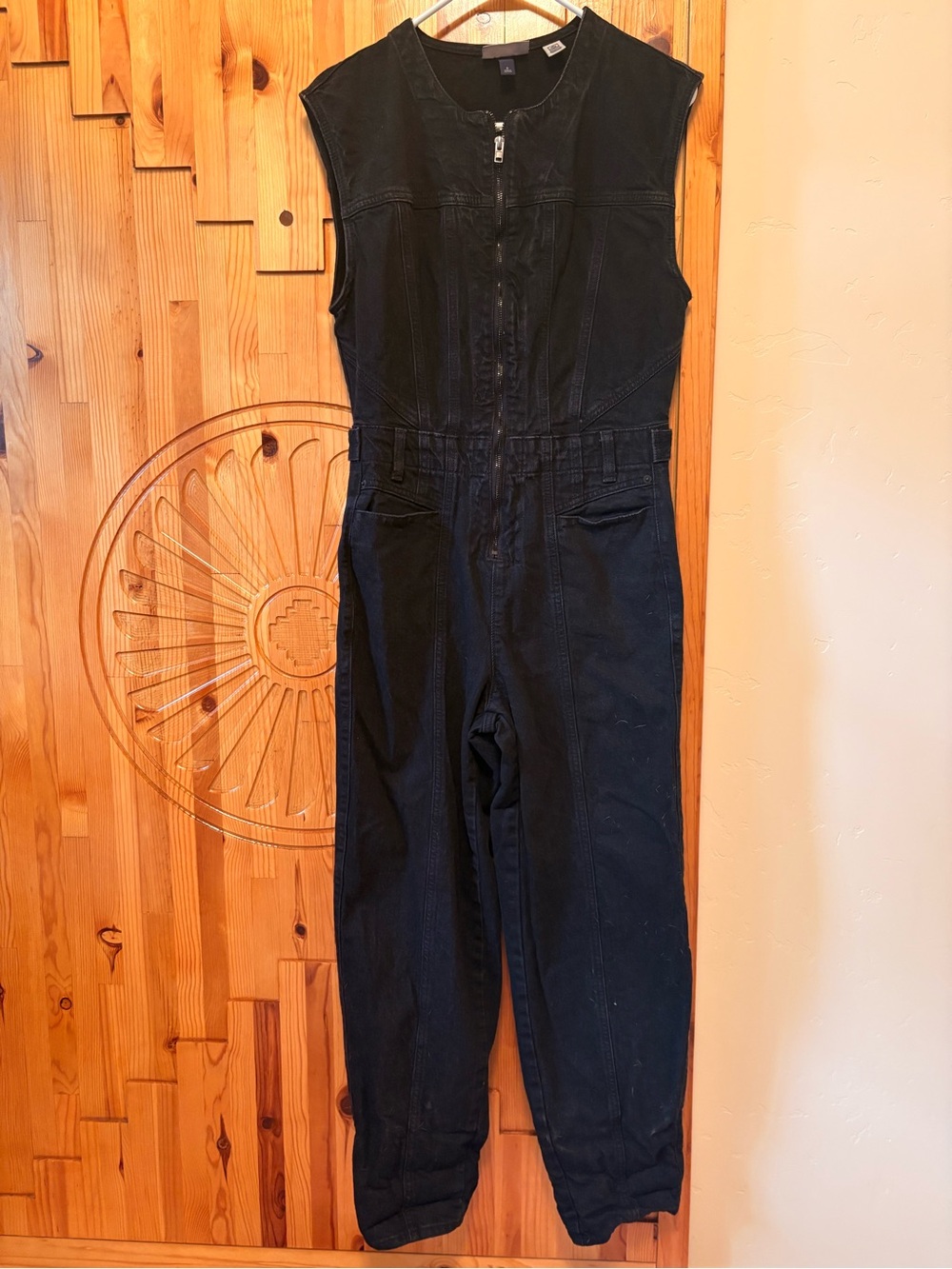 Universal Thread Black Sleeveless Front-Zip Denim jumper